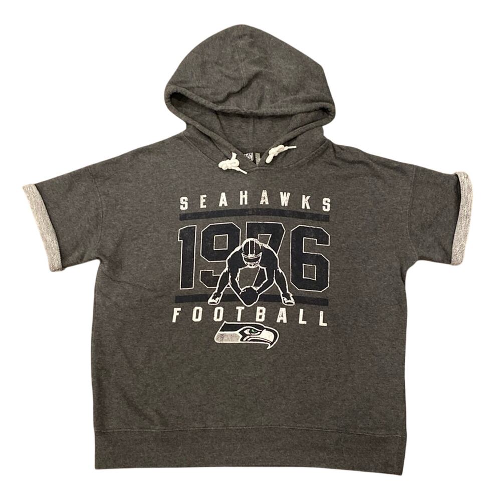 NFL Seattle Seahawks Women's French Terry Cotton Short Sleeve Hoodie Size L